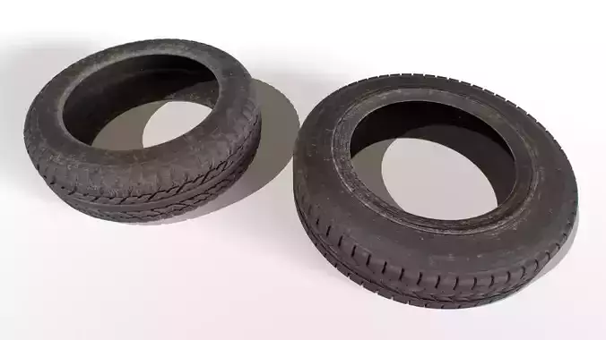 Old Wheel Tires Low-poly 3D model