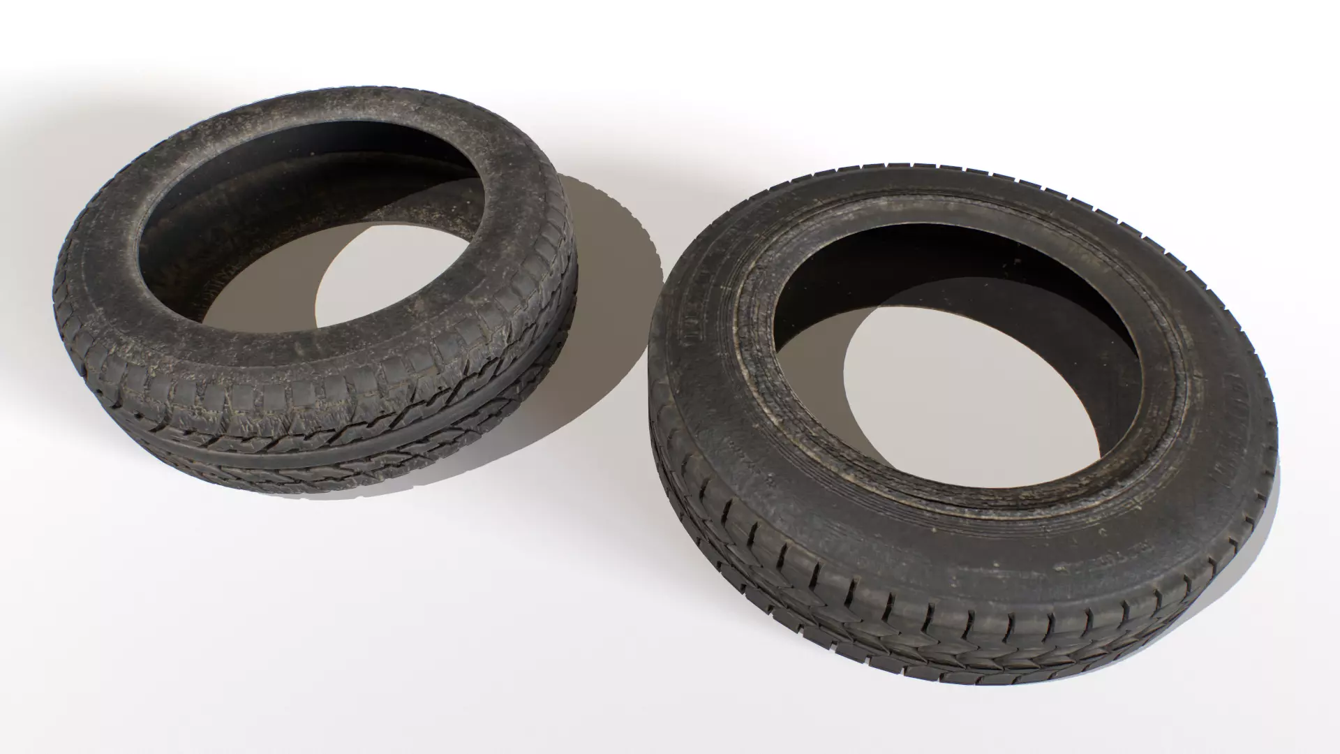 Old Wheel Tires Low-poly 3D model_0