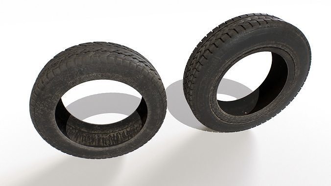 Old Wheel Tires Low-poly 3D model 6