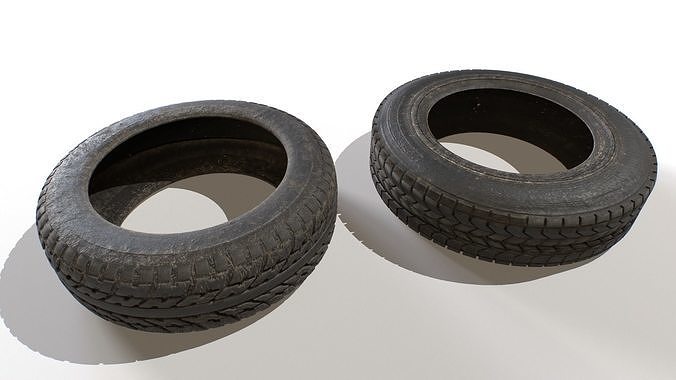 Old Wheel Tires Low-poly 3D model 5