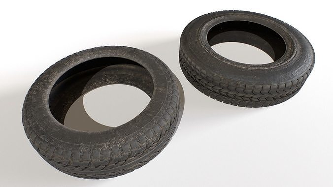 Old Wheel Tires Low-poly 3D model 2