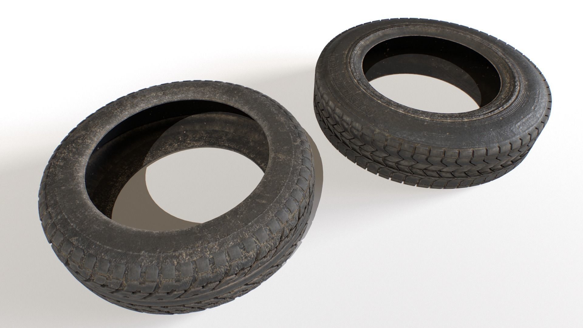 Old Wheel Tires Low-poly 3D model_1