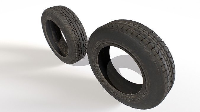 Old Wheel Tires Low-poly 3D model 7
