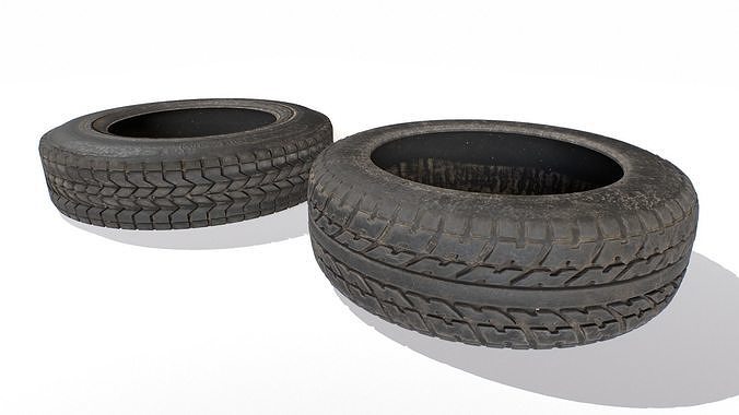 Old Wheel Tires Low-poly 3D model 4