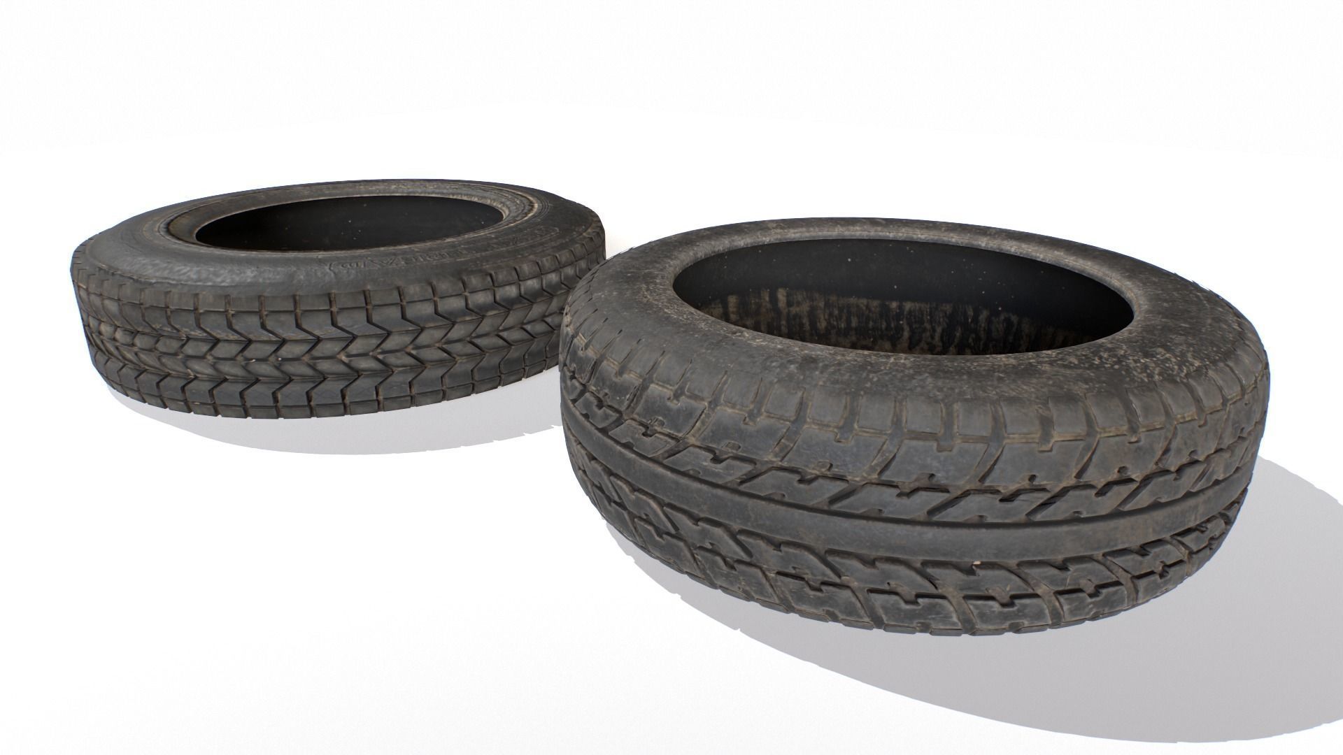 Old Wheel Tires Low-poly 3D model_3