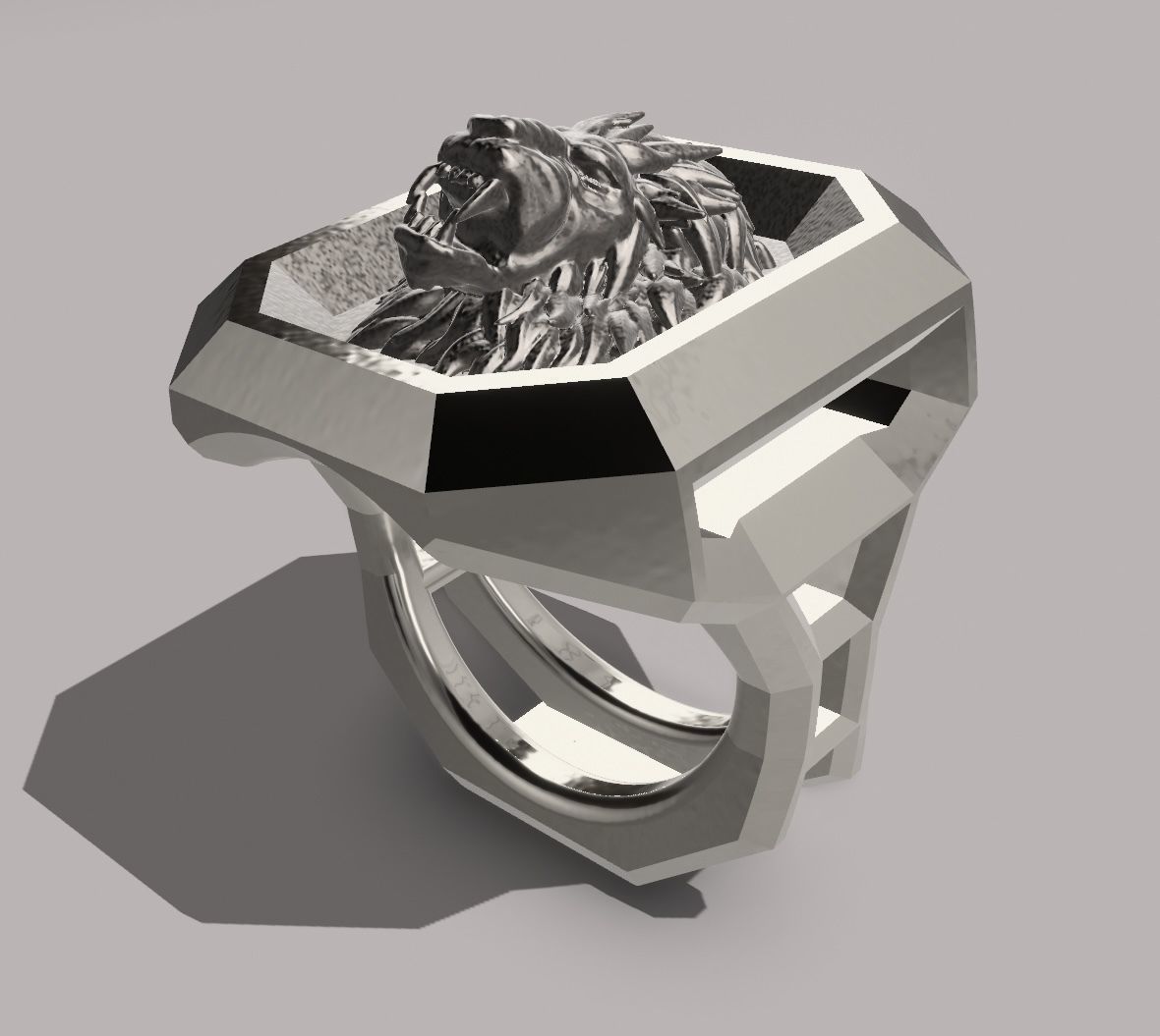 Men lion ring 3D model_2