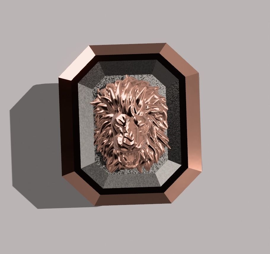 Men lion ring 3D model_4
