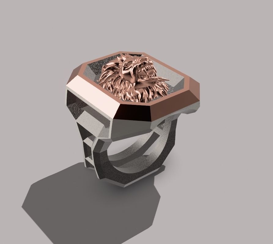 Men lion ring 3D model_3