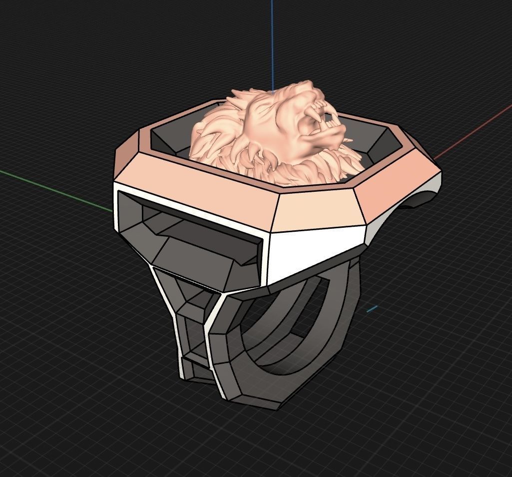 Men lion ring 3D model_7
