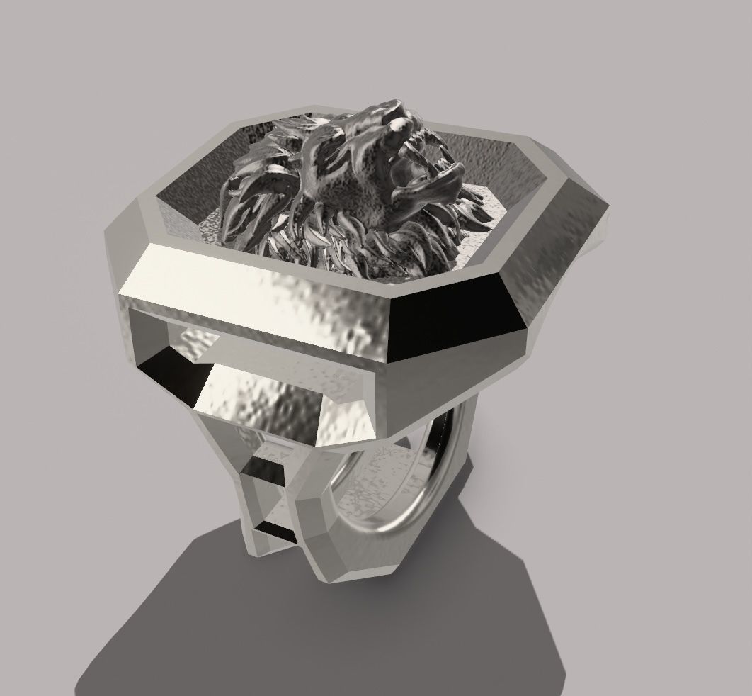 Men lion ring 3D model_1