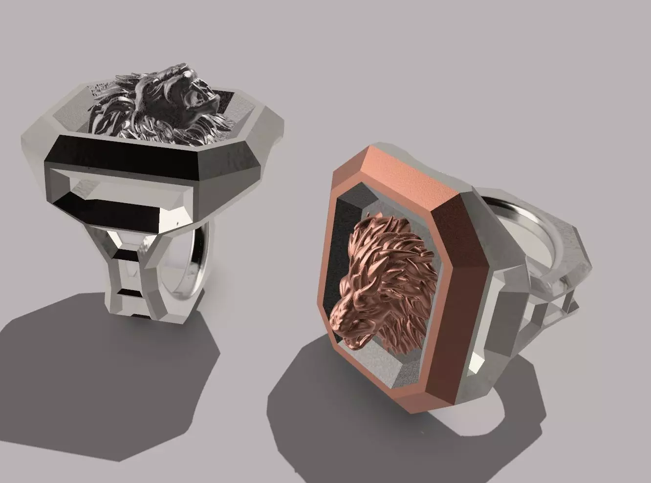 Men lion ring 3D model_0