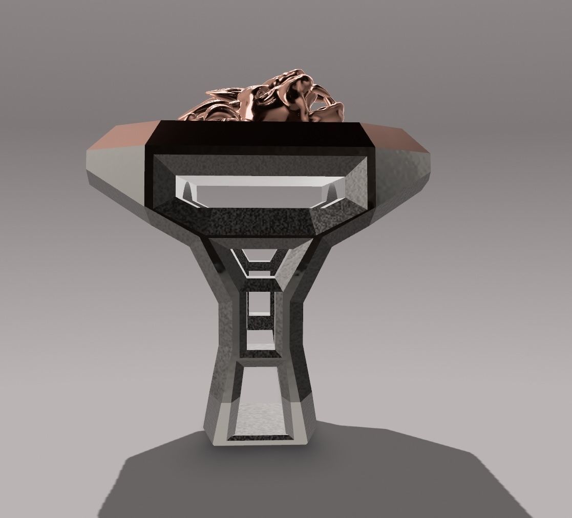 Men lion ring 3D model_5