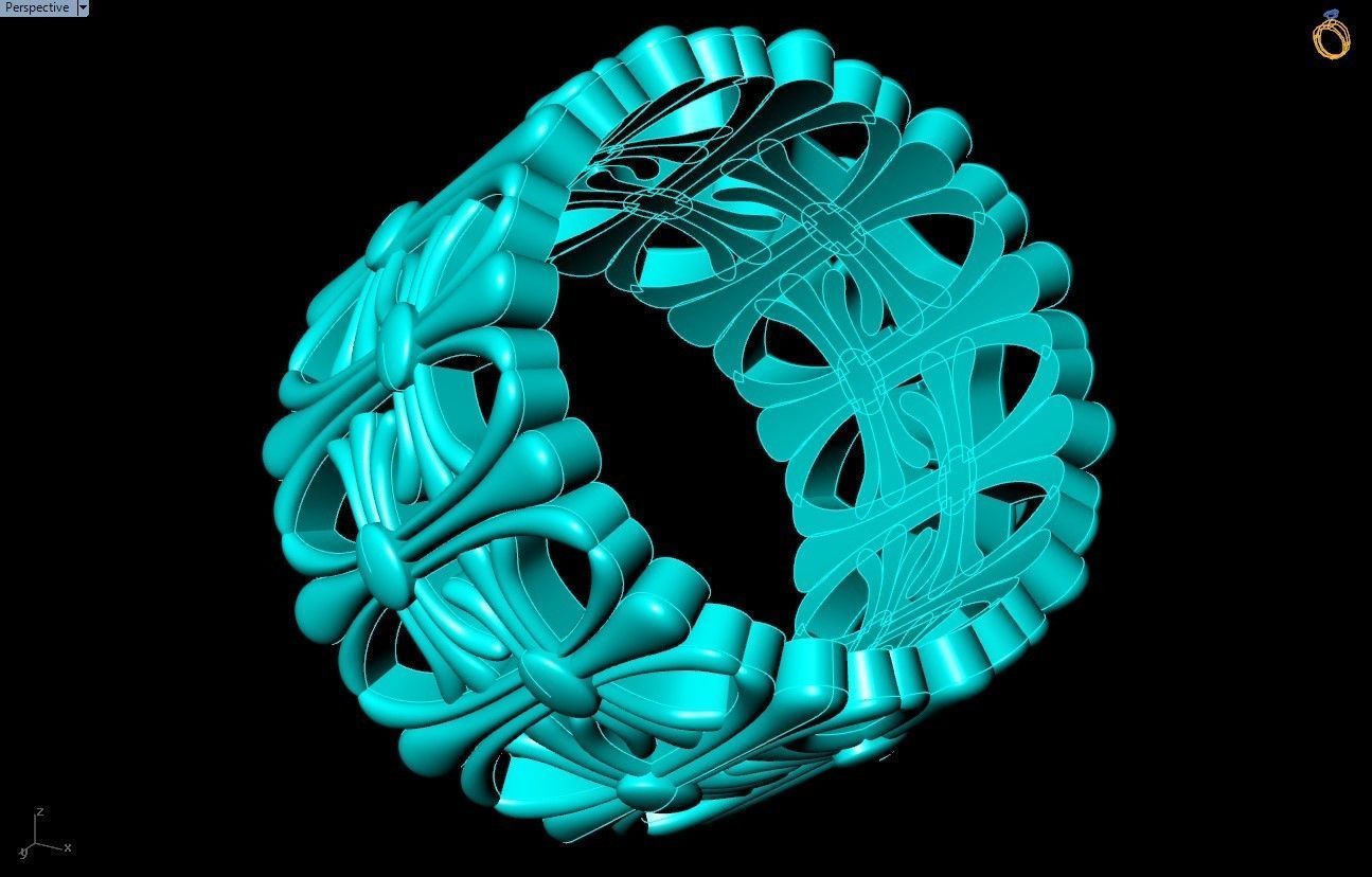 Ring pattern Sculpture ring Art ring N042 3D model 3D printable