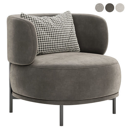 akiko arm chair 3D model 2