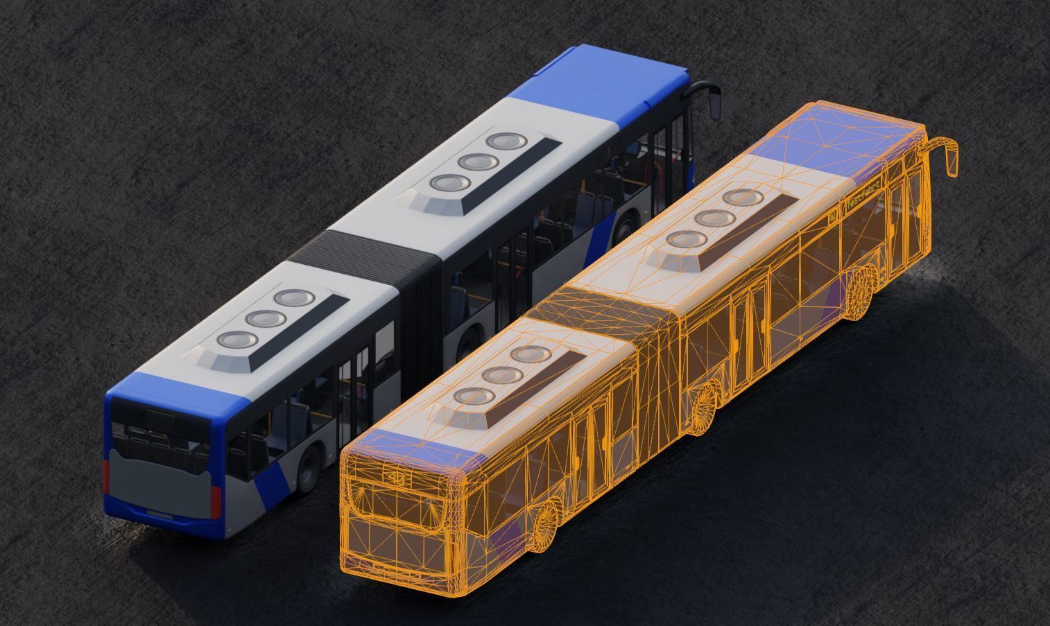 Articulated City Bus Blue-White Low-poly 3D model_12