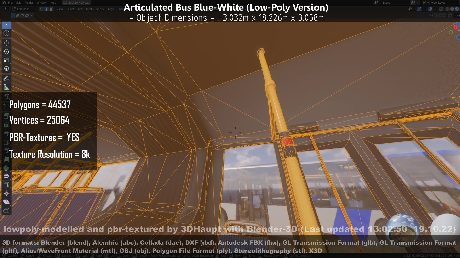 Articulated City Bus Blue-White Low-poly 3D model_120