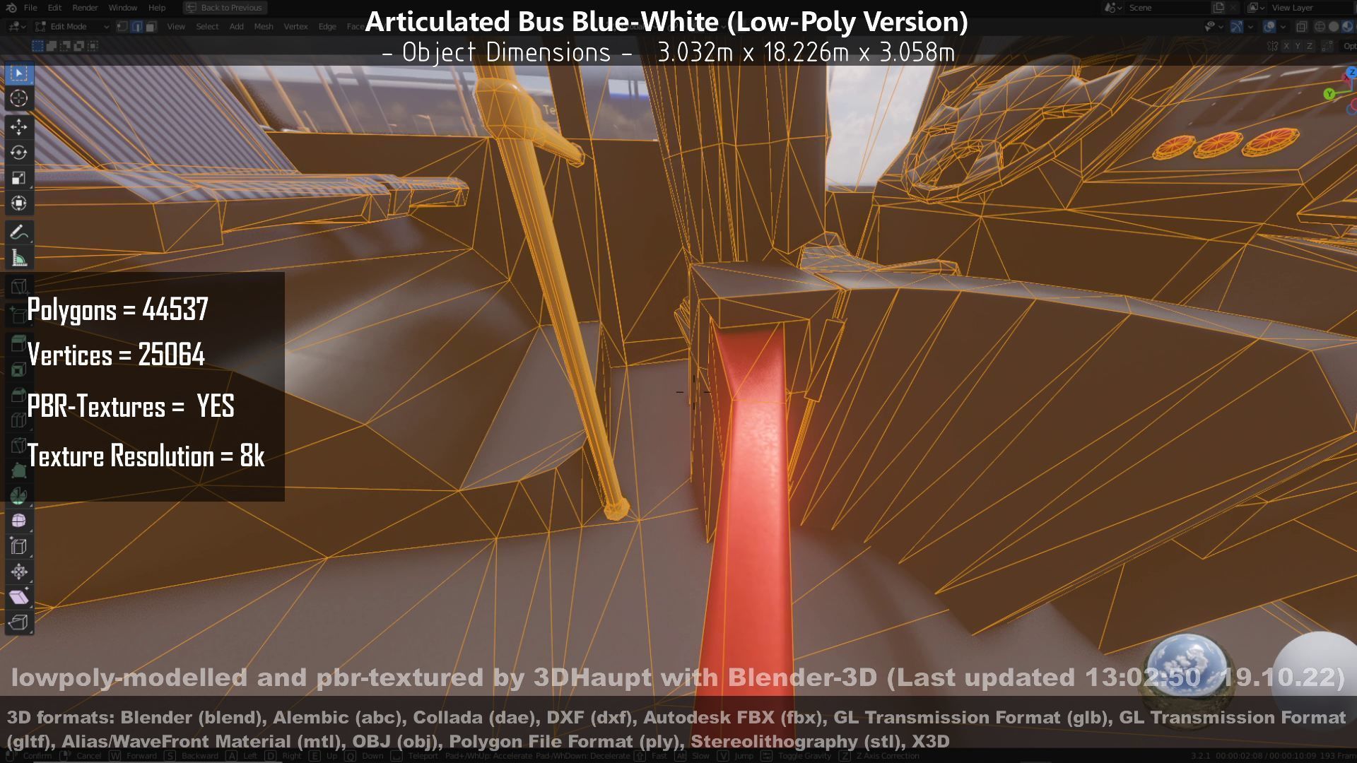 Articulated City Bus Blue-White Low-poly 3D model_126