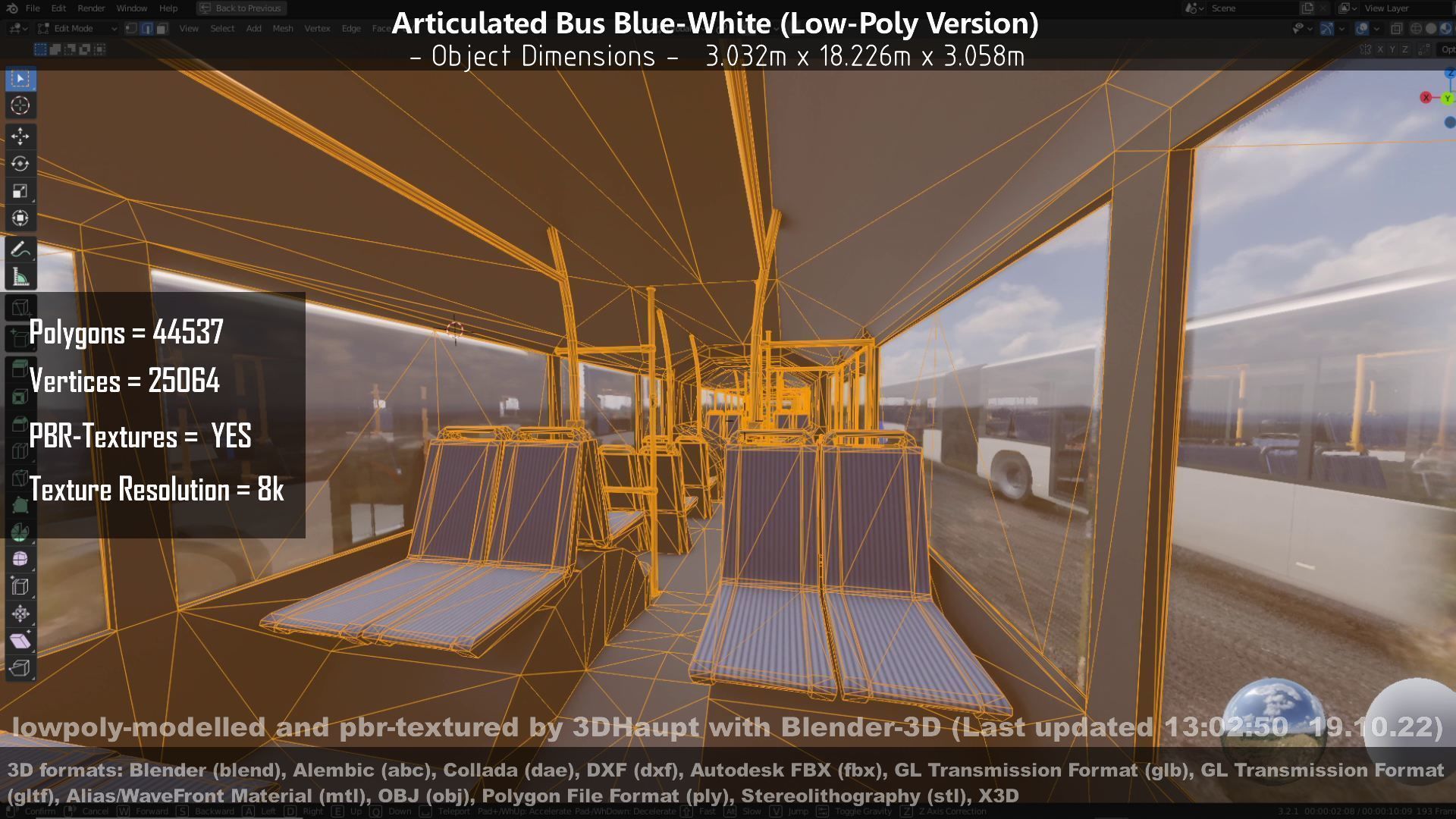 Articulated City Bus Blue-White Low-poly 3D model_95