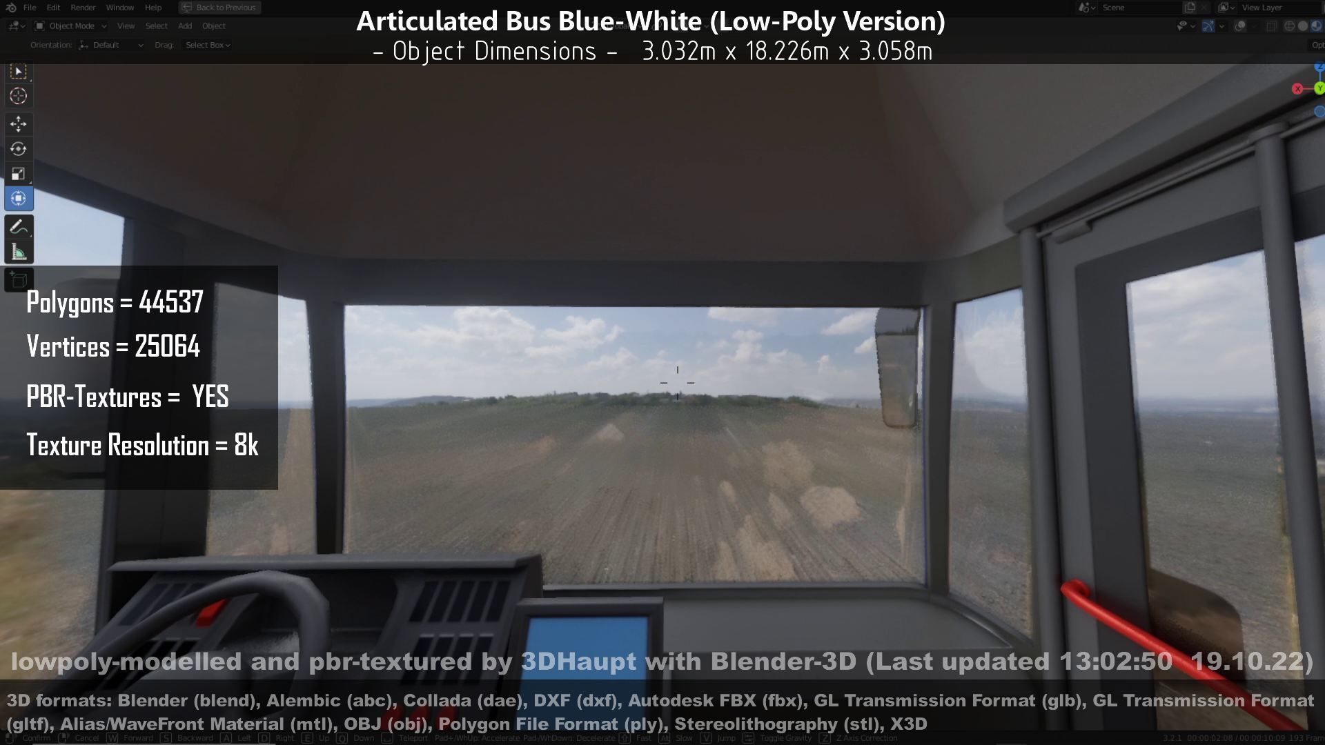 Articulated City Bus Blue-White Low-poly 3D model_103