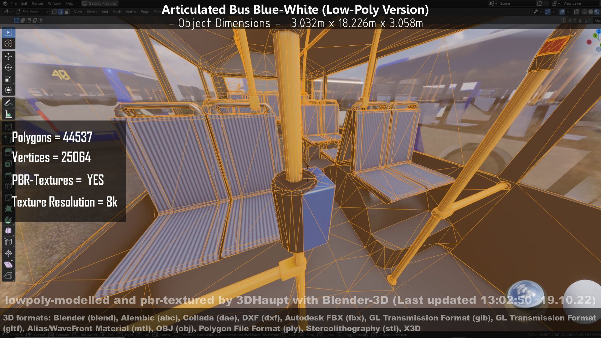 Articulated City Bus Blue-White Low-poly 3D model_119