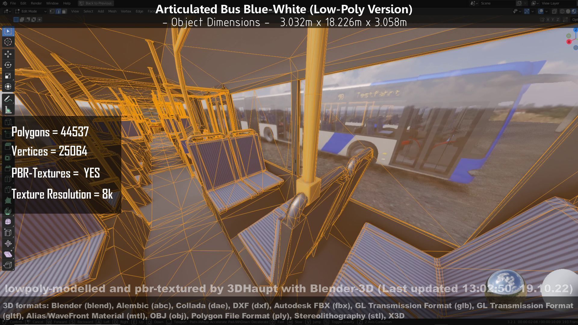 Articulated City Bus Blue-White Low-poly 3D model_117