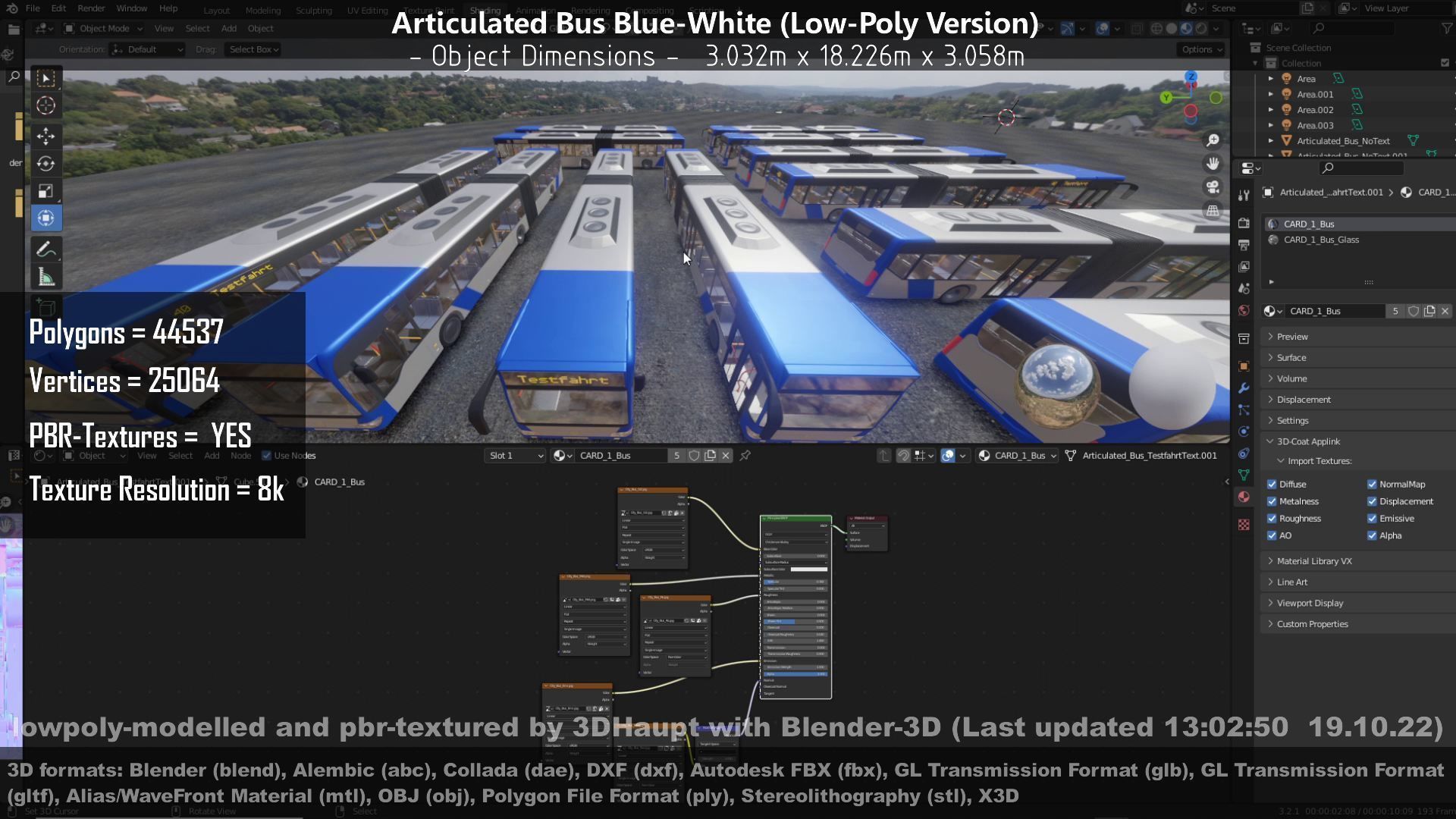 Articulated City Bus Blue-White Low-poly 3D model_66