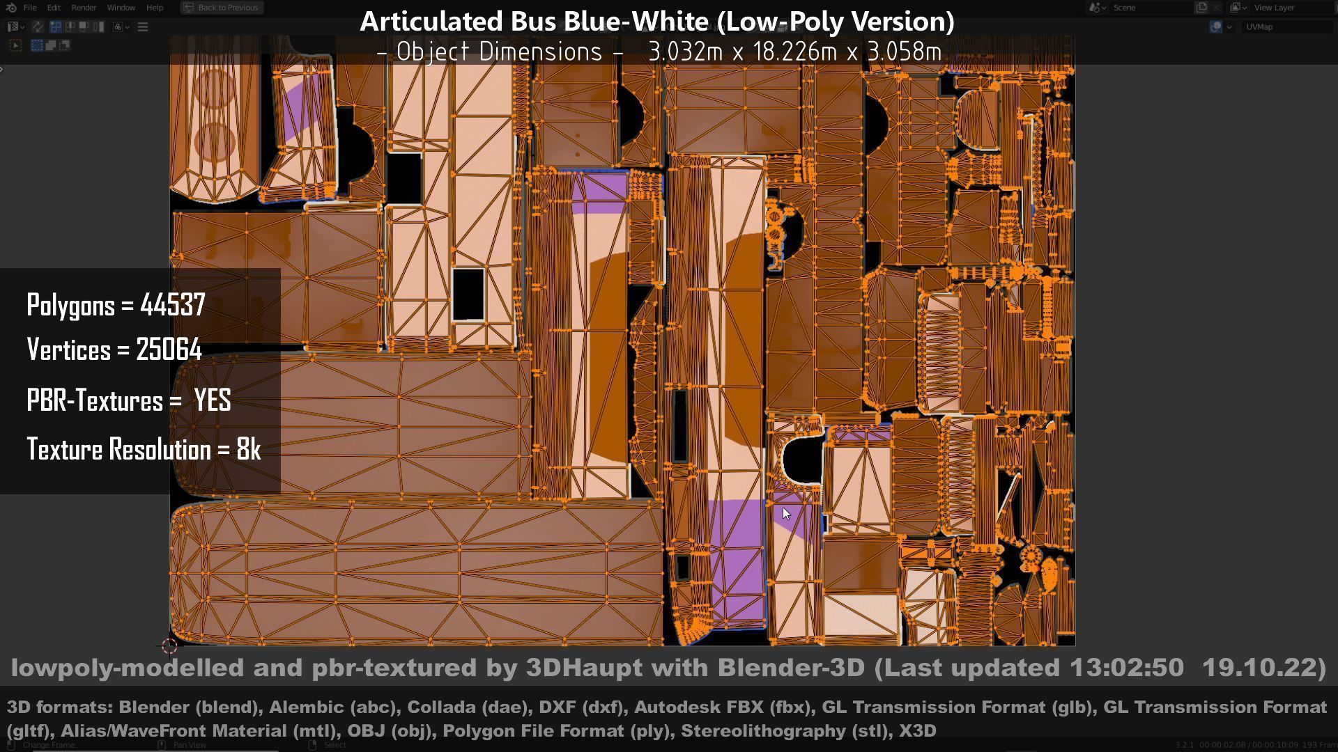 Articulated City Bus Blue-White Low-poly 3D model_64