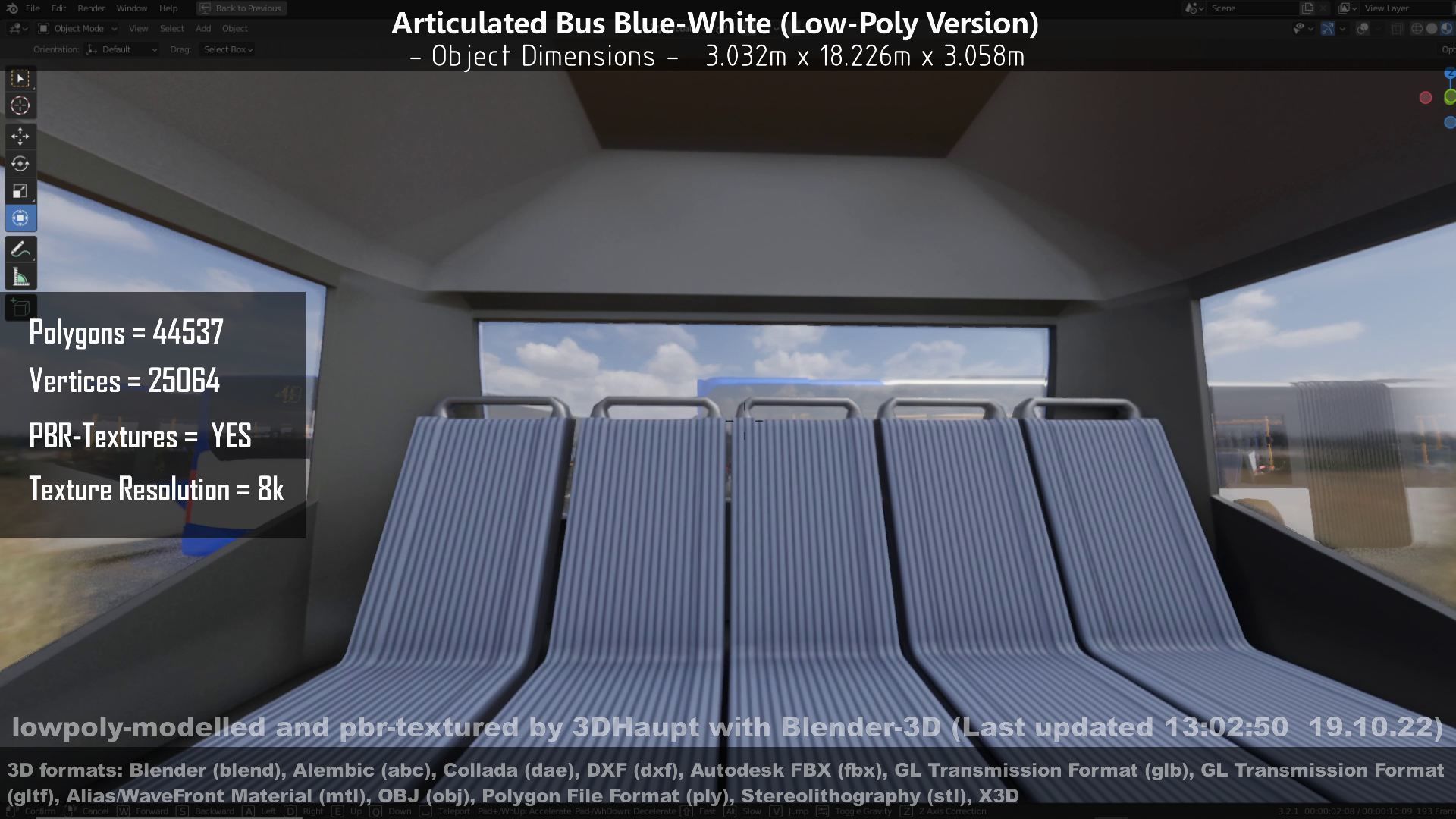 Articulated City Bus Blue-White Low-poly 3D model_74