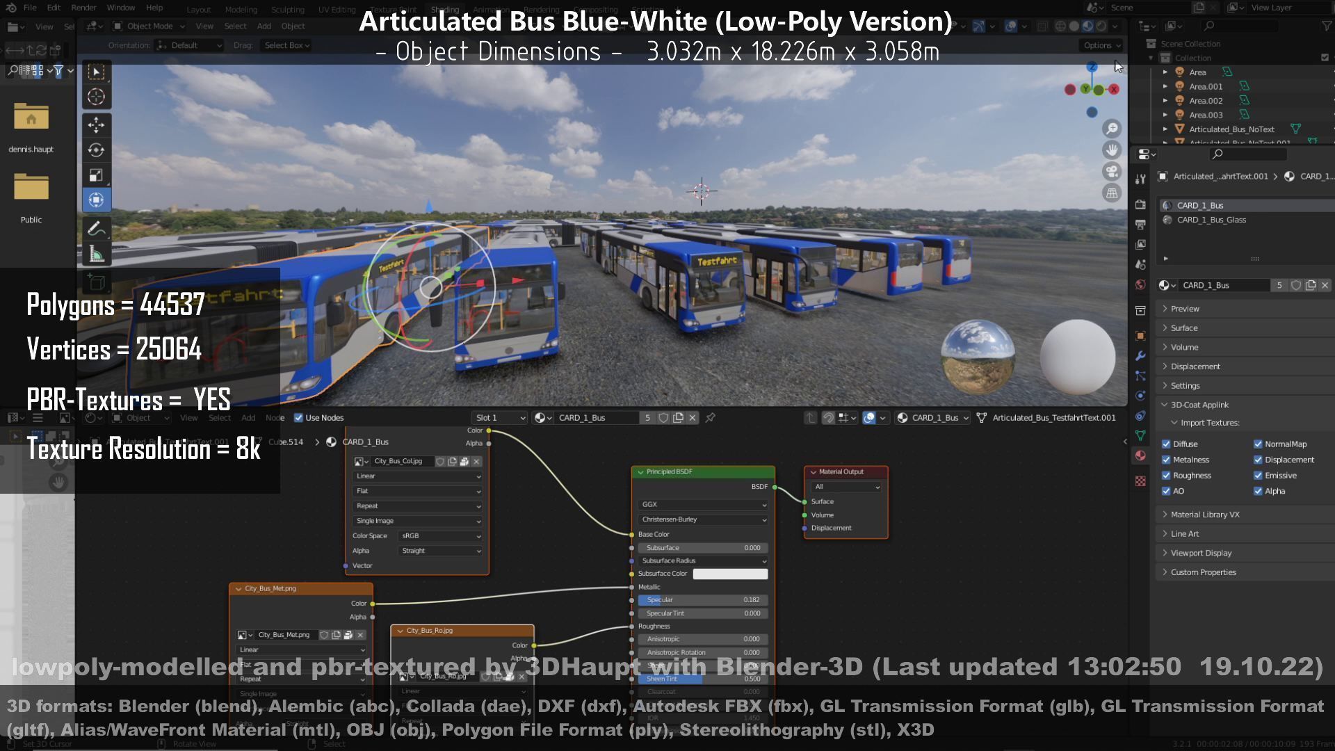 Articulated City Bus Blue-White Low-poly 3D model_57