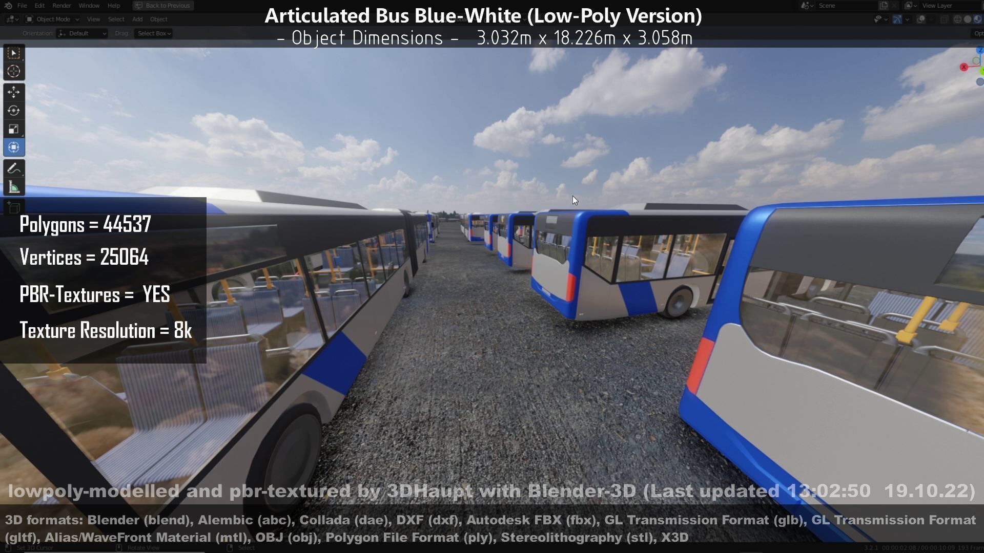 Articulated City Bus Blue-White Low-poly 3D model_76