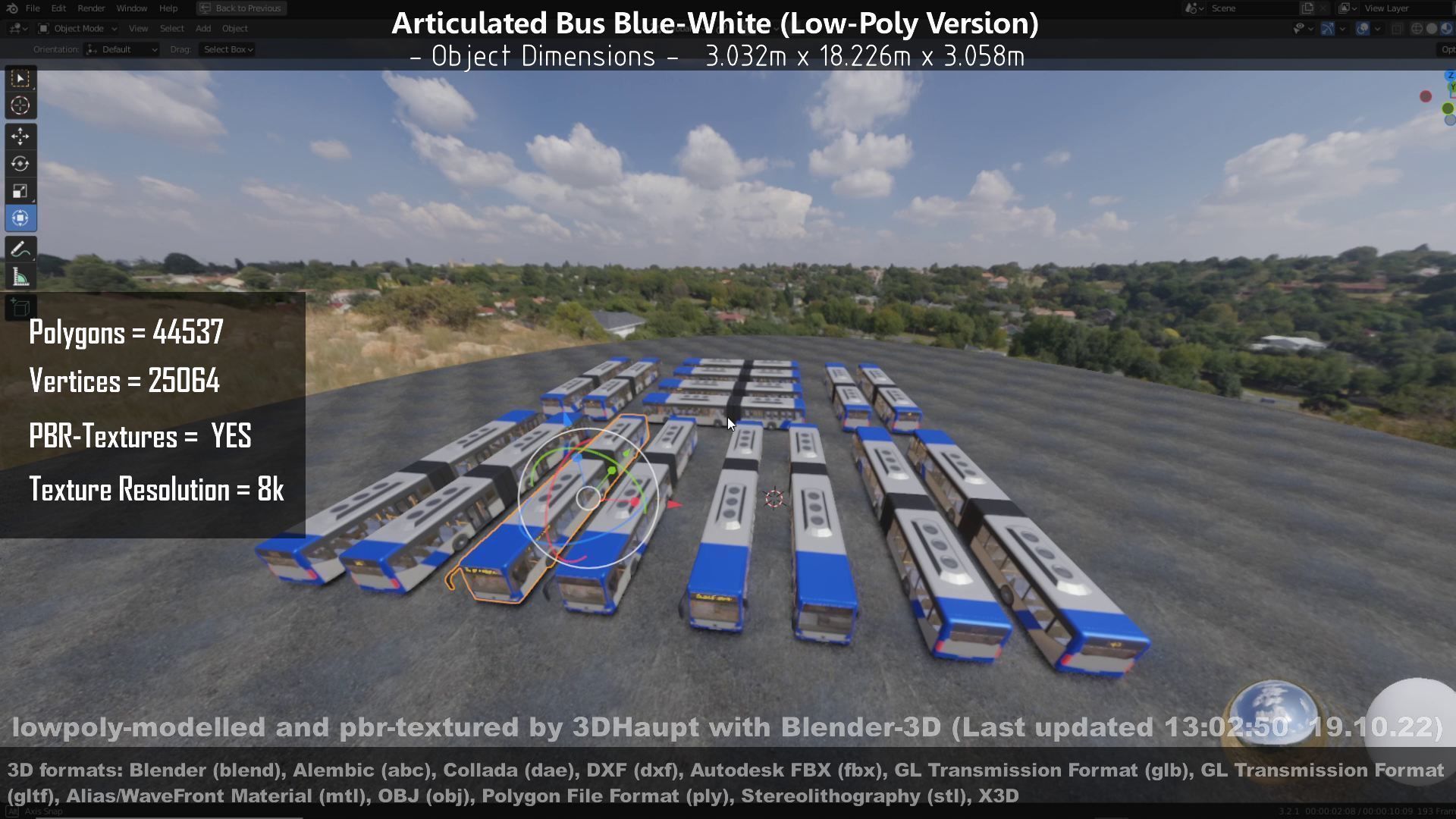 Articulated City Bus Blue-White Low-poly 3D model_54