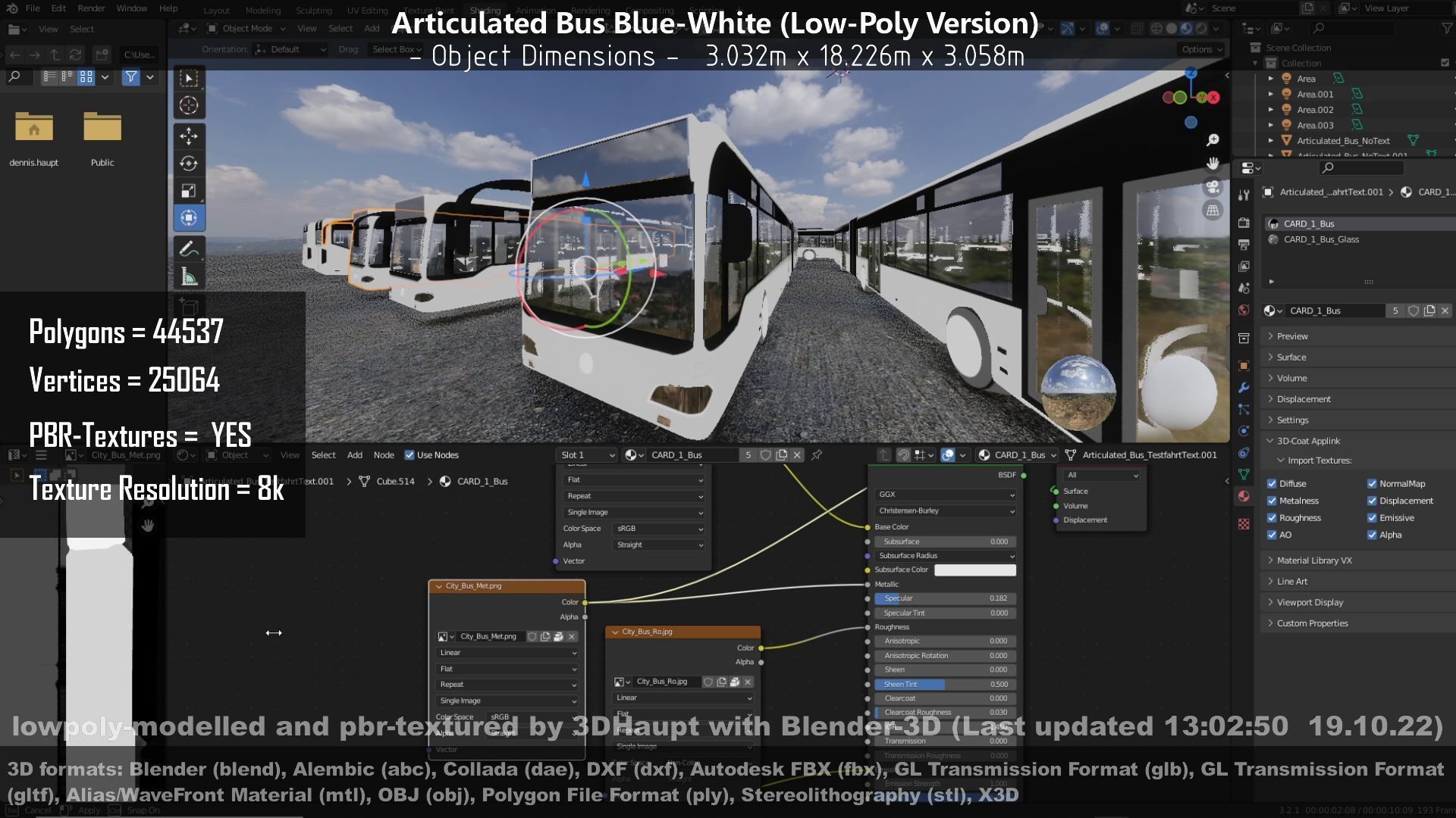 Articulated City Bus Blue-White Low-poly 3D model_135