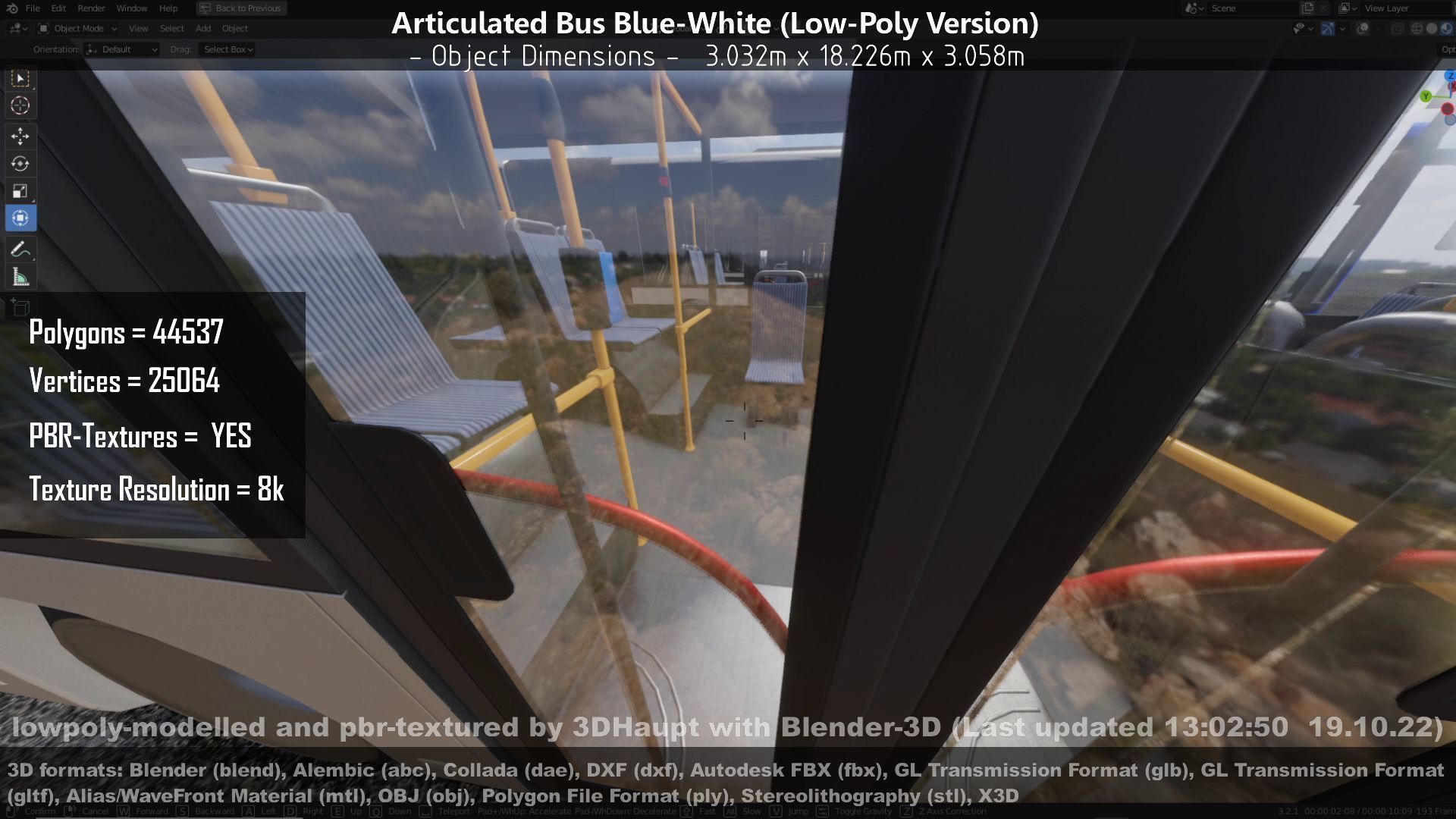 Articulated City Bus Blue-White Low-poly 3D model_148