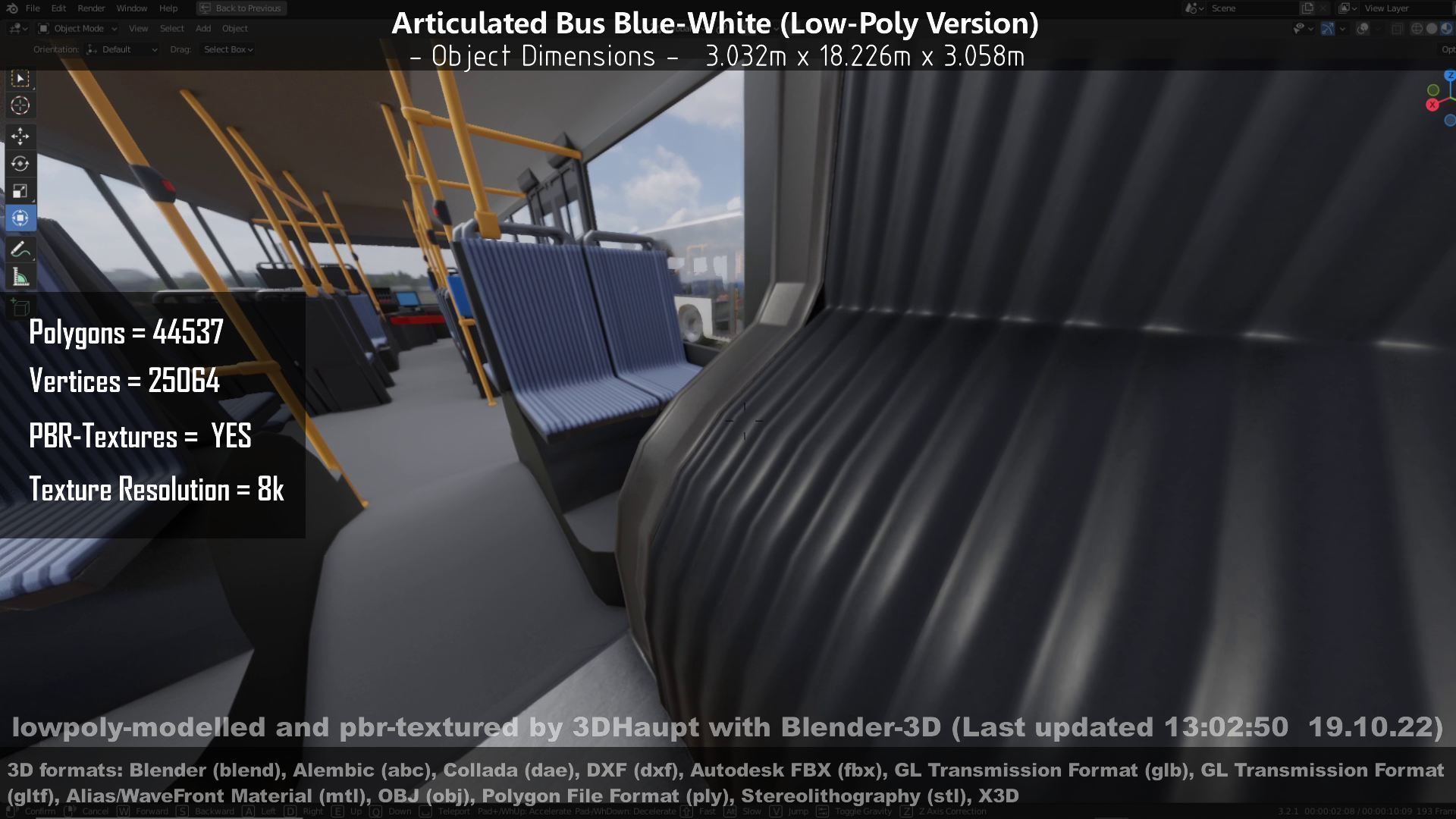 Articulated City Bus Blue-White Low-poly 3D model_108