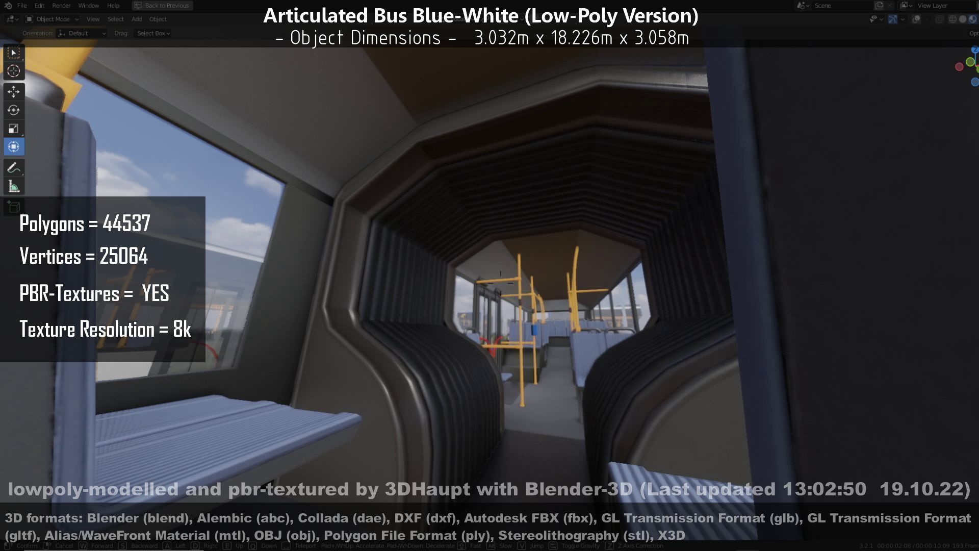 Articulated City Bus Blue-White Low-poly 3D model_92