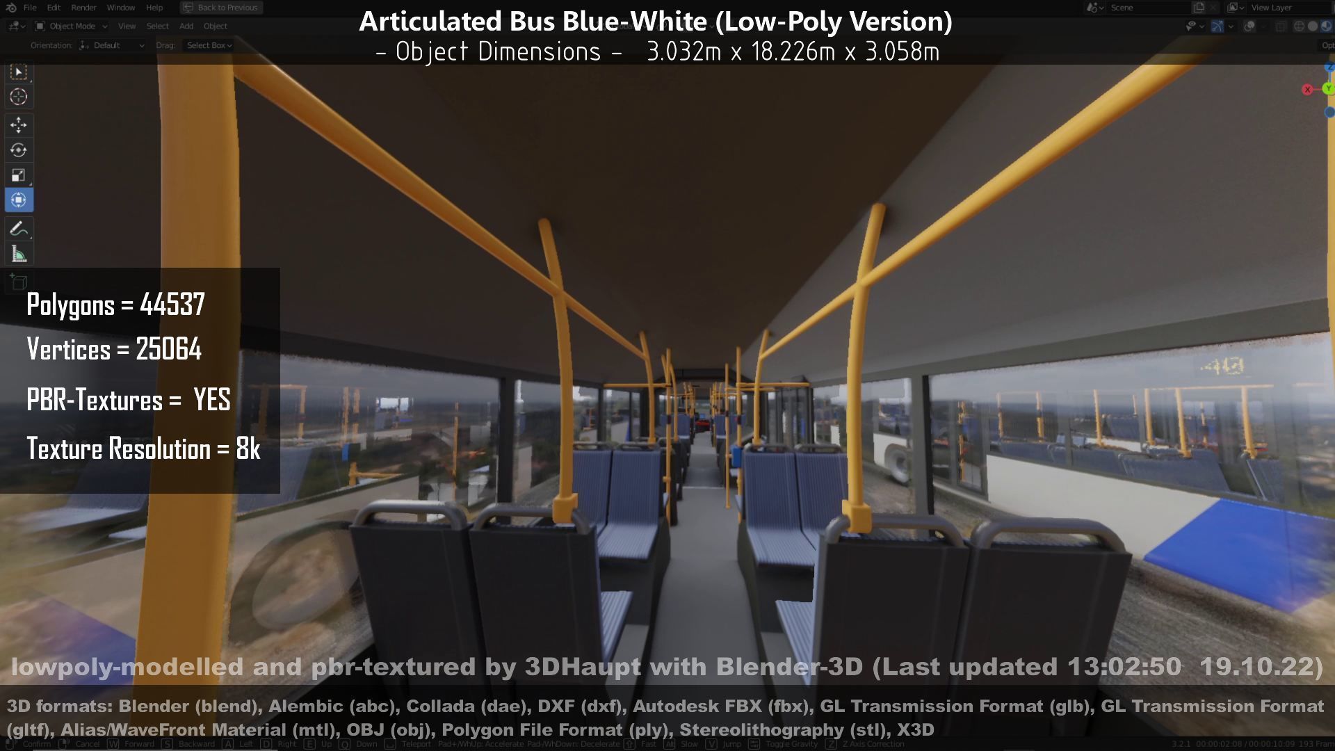 Articulated City Bus Blue-White Low-poly 3D model_114