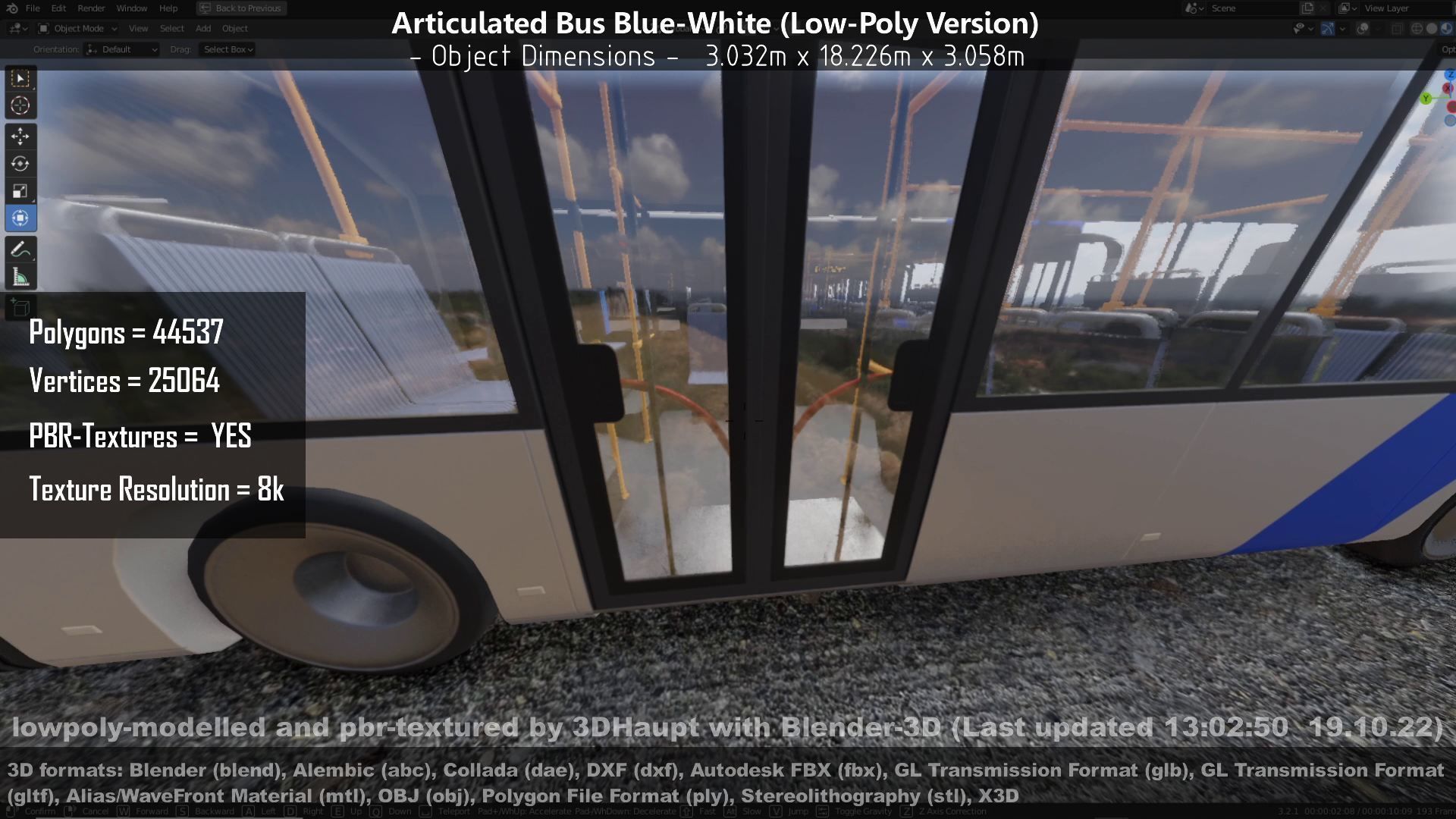 Articulated City Bus Blue-White Low-poly 3D model_82