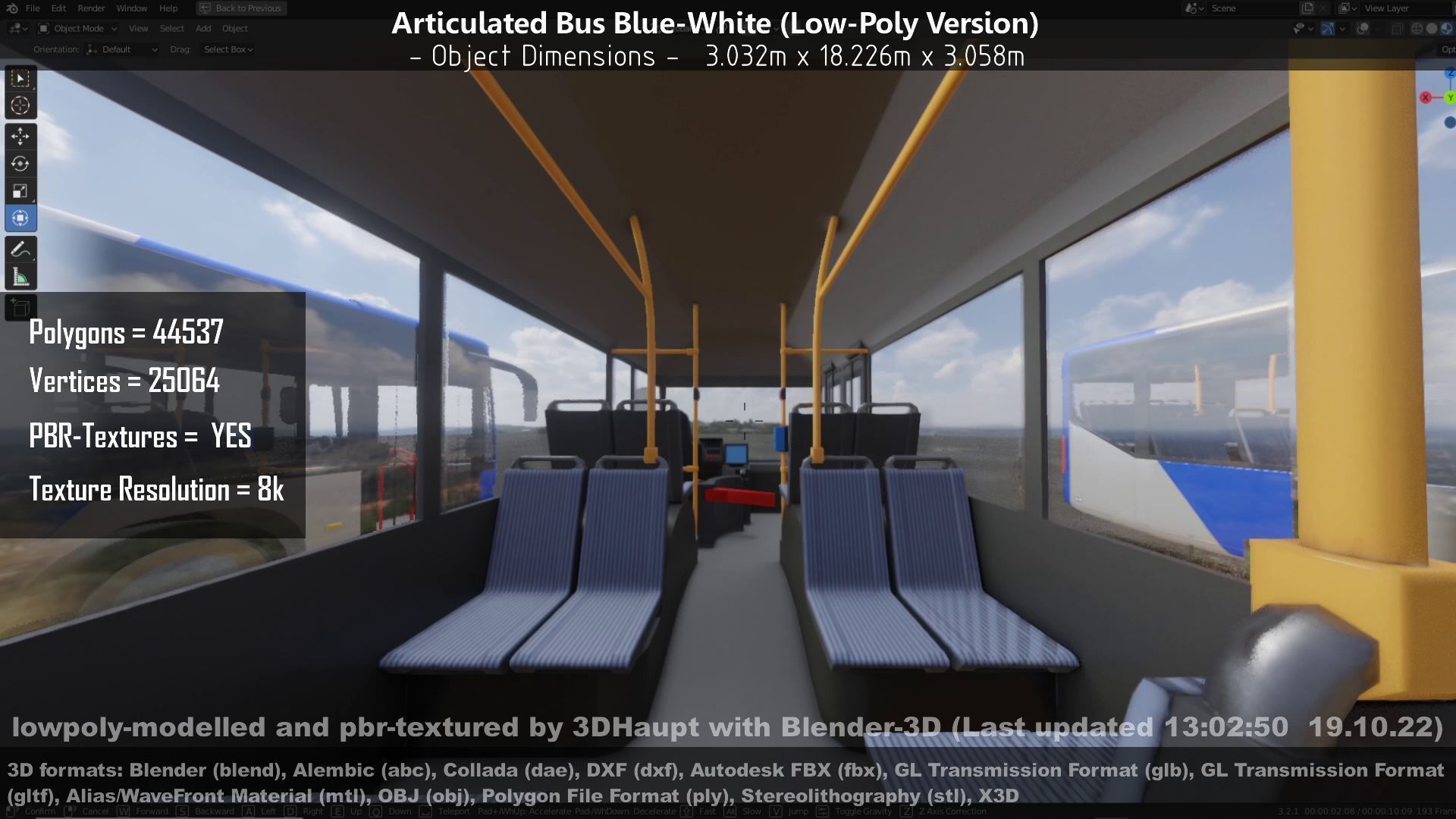 Articulated City Bus Blue-White Low-poly 3D model_84