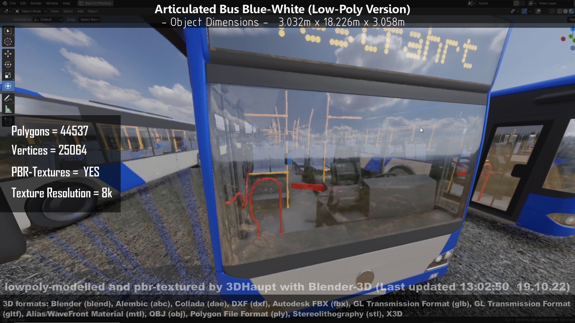 Articulated City Bus Blue-White Low-poly 3D model_77