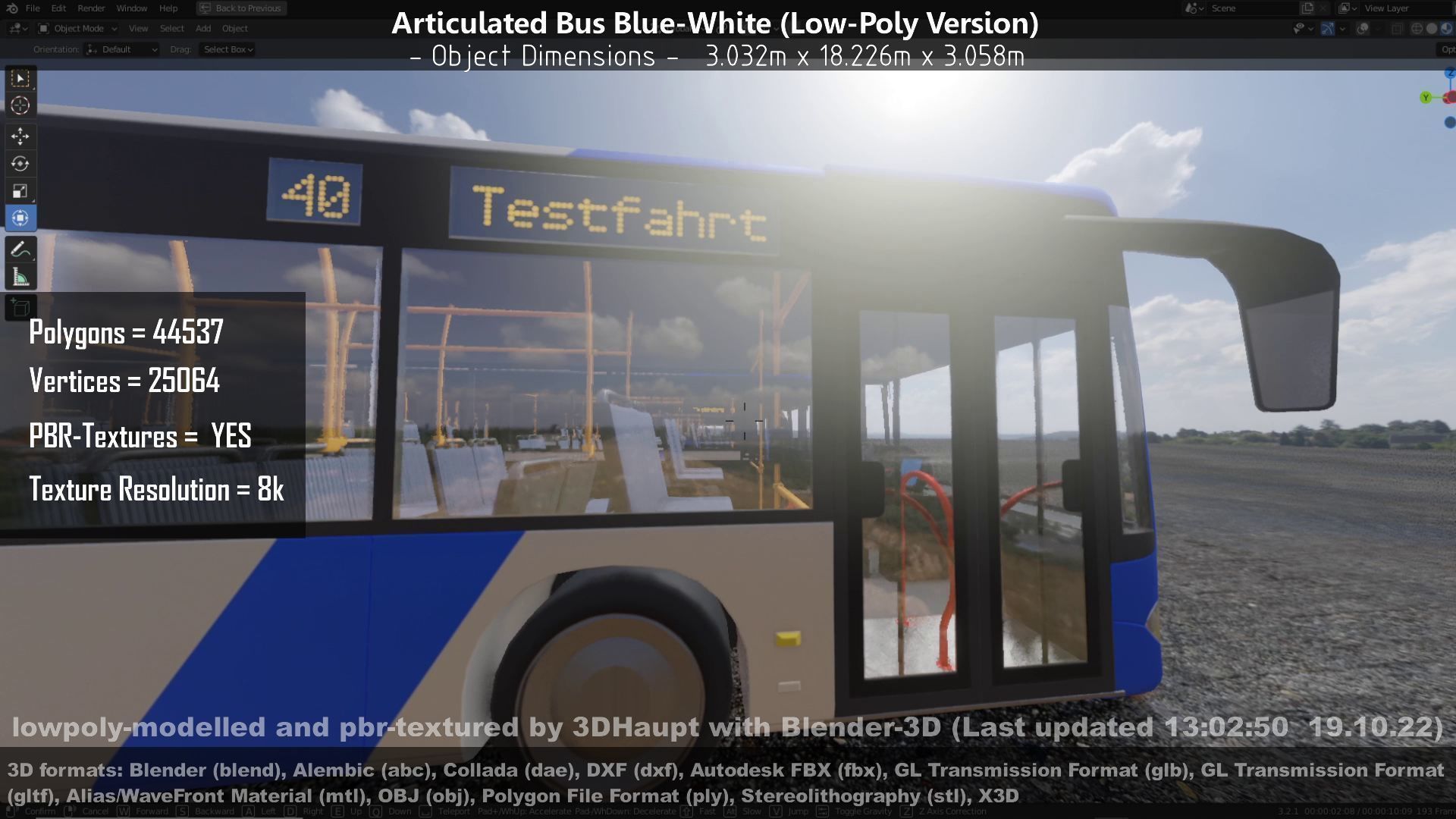 Articulated City Bus Blue-White Low-poly 3D model_81