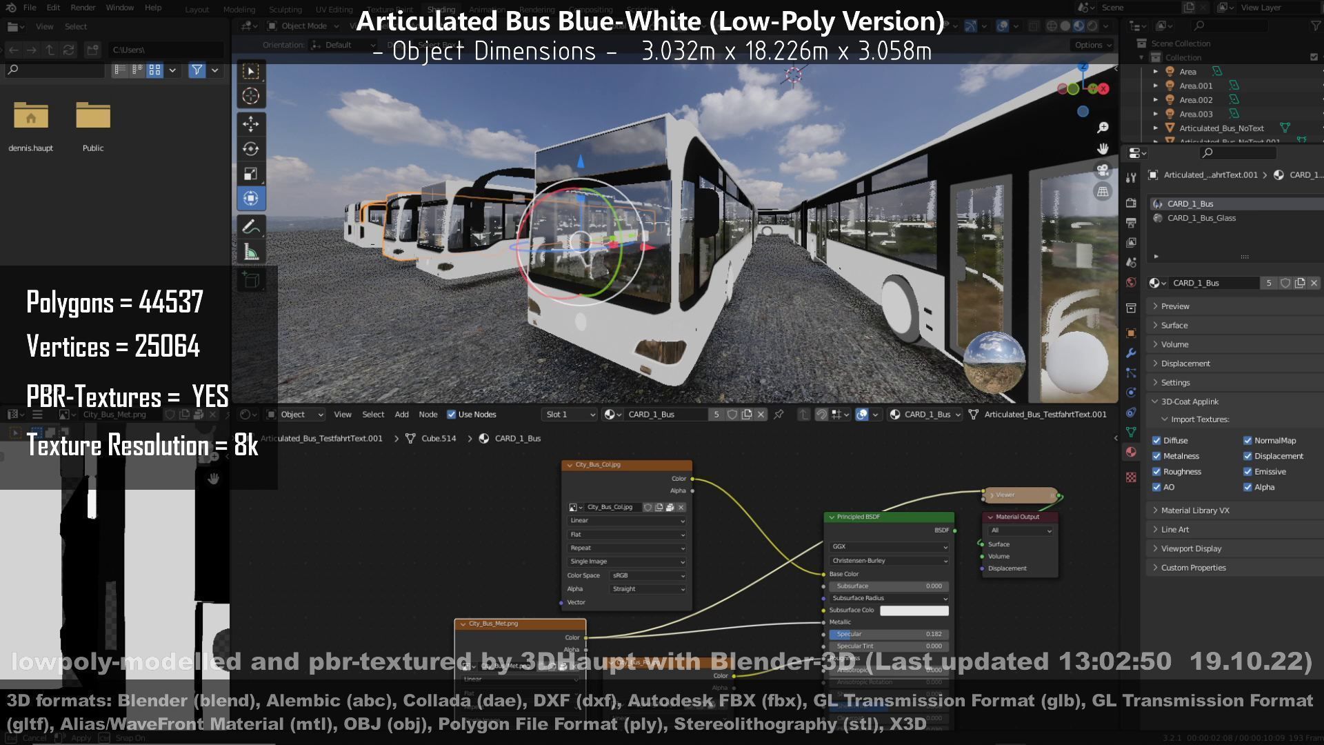 Articulated City Bus Blue-White Low-poly 3D model_145