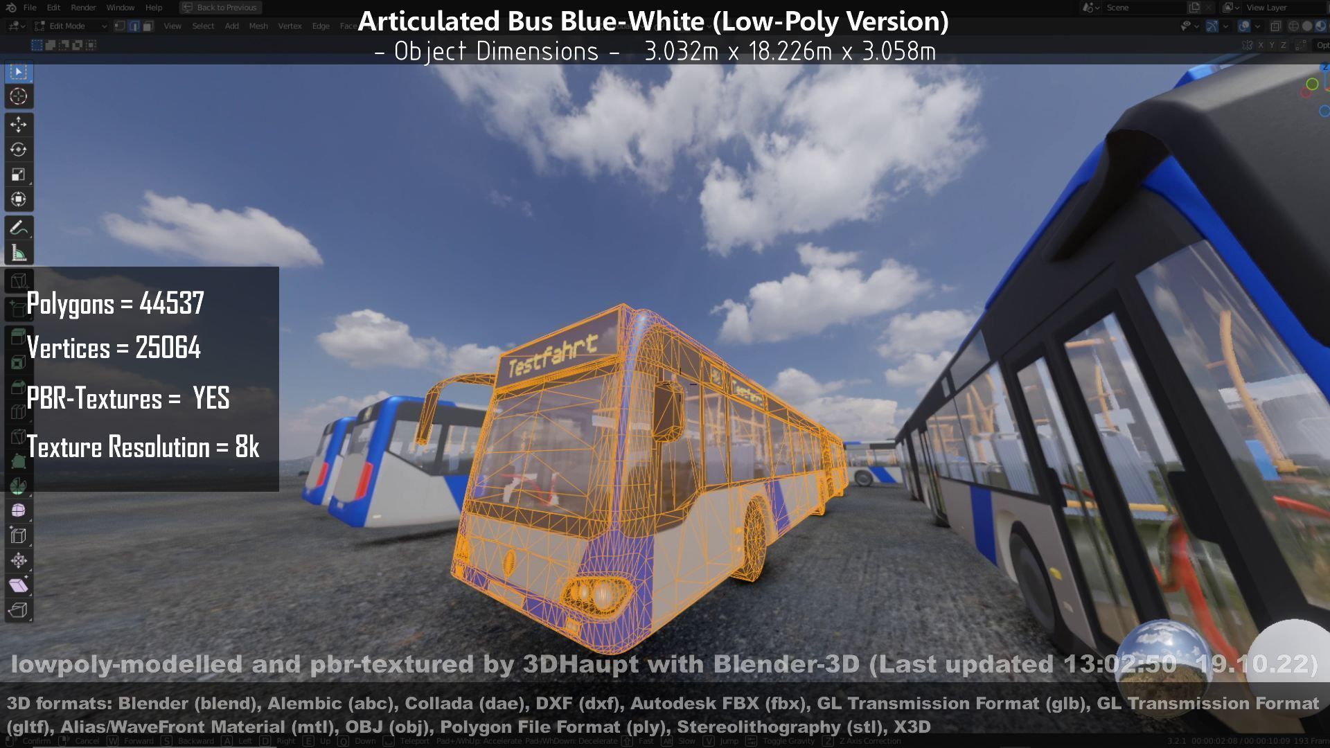 Articulated City Bus Blue-White Low-poly 3D model_50