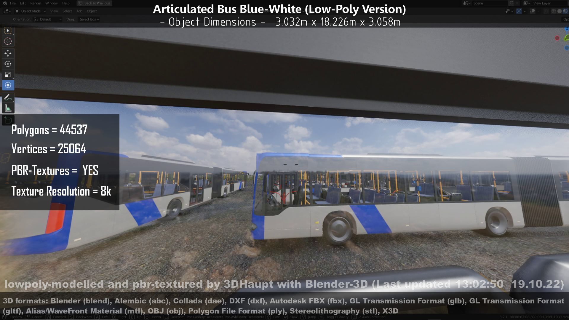 Articulated City Bus Blue-White Low-poly 3D model_93