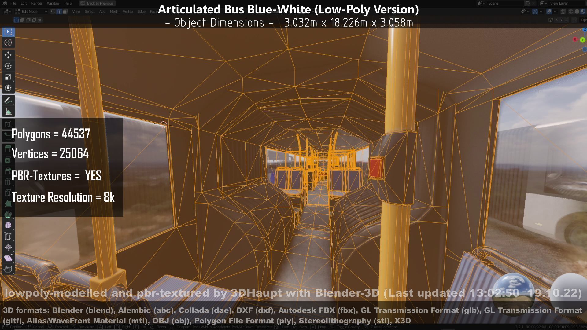 Articulated City Bus Blue-White Low-poly 3D model_43