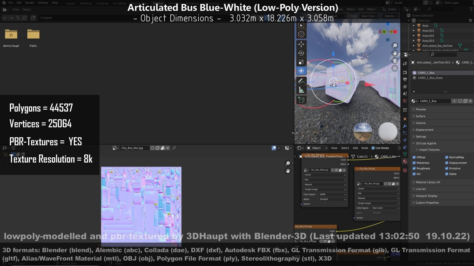 Articulated City Bus Blue-White Low-poly 3D model_65