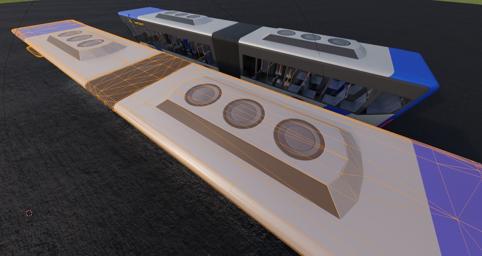 Articulated City Bus Blue-White Low-poly 3D model_39