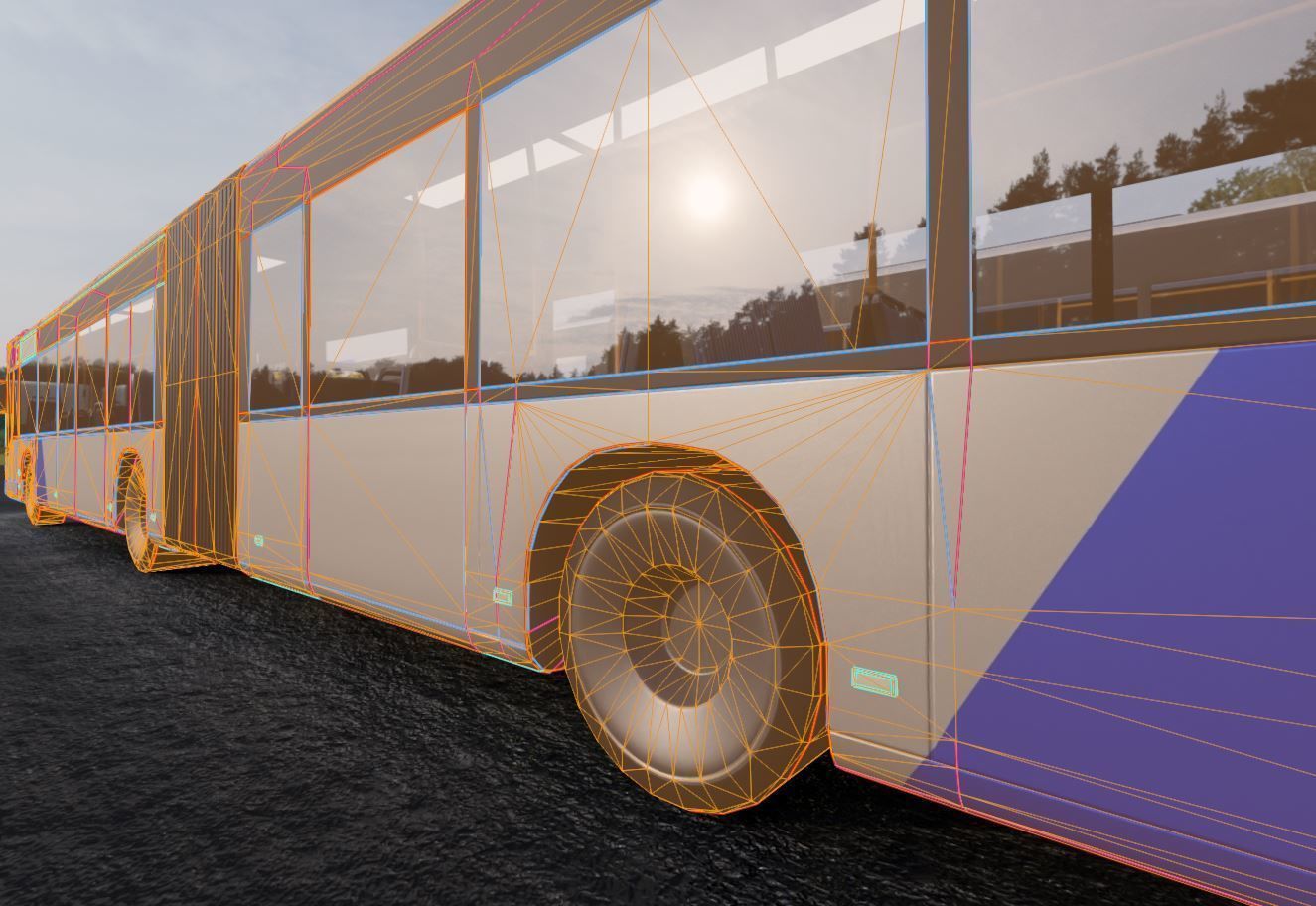 Articulated City Bus Blue-White Low-poly 3D model_10