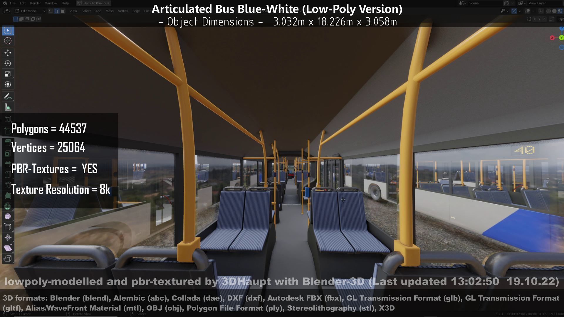 Articulated City Bus Blue-White Low-poly 3D model_115