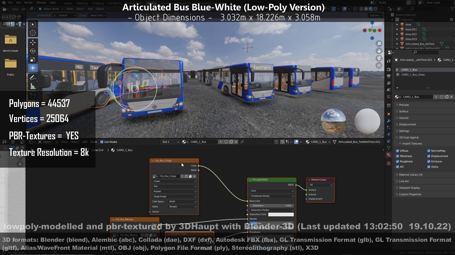 Articulated City Bus Blue-White Low-poly 3D model_133