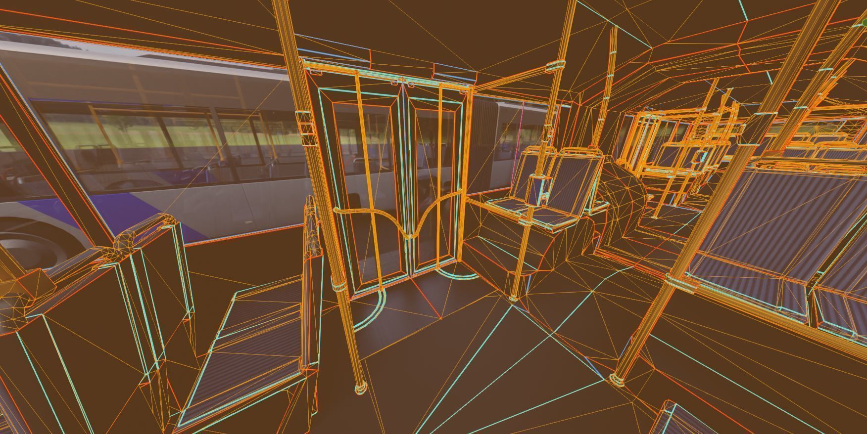 Articulated City Bus Blue-White Low-poly 3D model_29